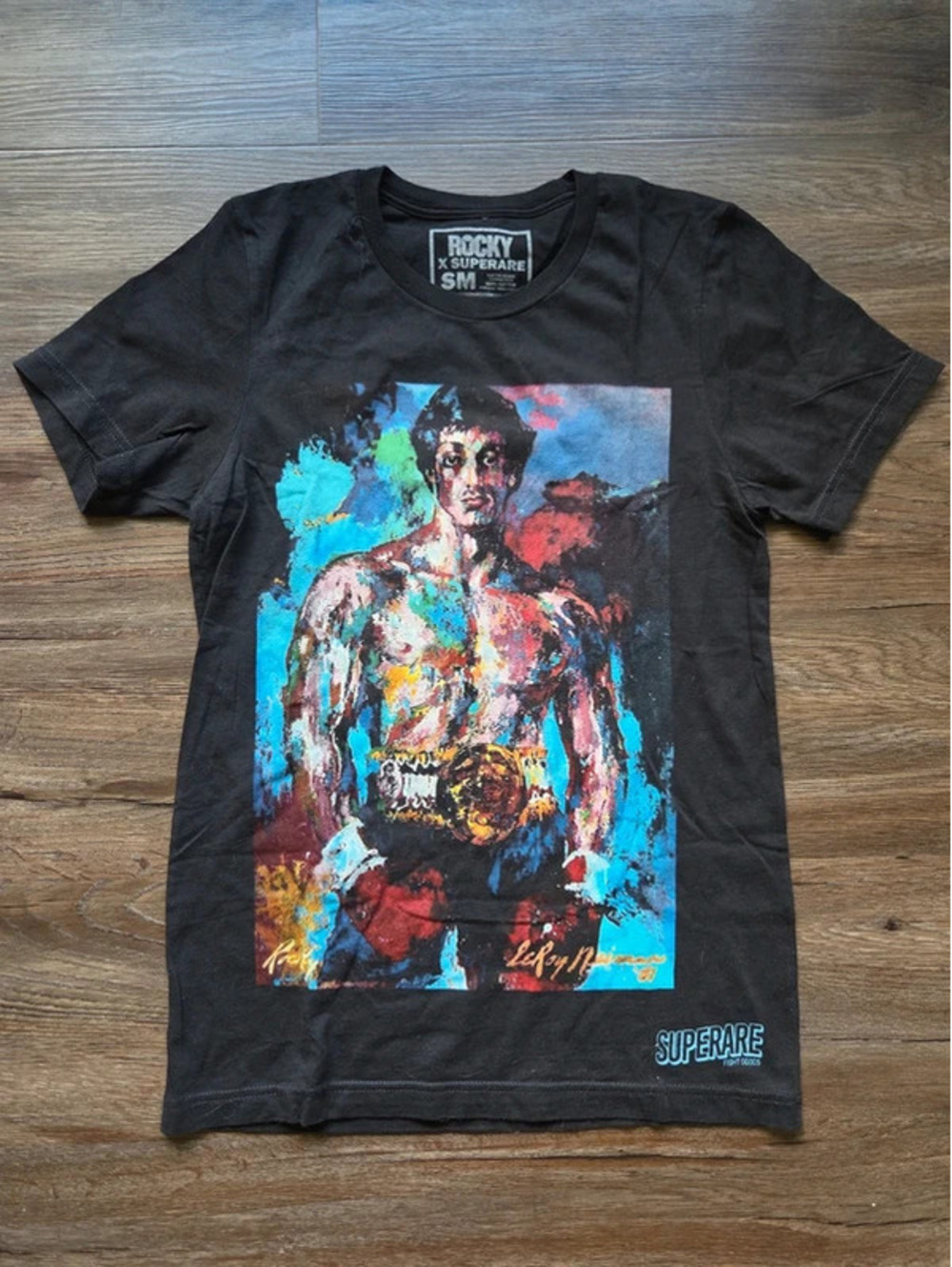 Rocky x Superare Black short sleeve graphic shirt size small